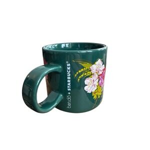 Ban.Do Starbucks 2018 Green Pink & Red Floral 12 oz Coffee Tea Cup Mug